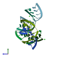 PDB entry 4msb coloured by chain, side view.