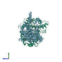 PDB entry 4mse coloured by chain, side view.