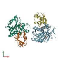 PDB entry 4msm coloured by chain, front view.