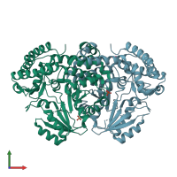 PDB entry 4mso coloured by chain, front view.