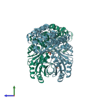 PDB entry 4mso coloured by chain, side view.