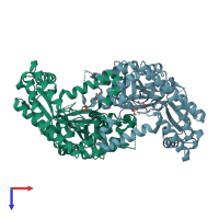 PDB entry 4mso coloured by chain, top view.