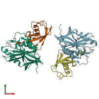 PDB entry 4msq coloured by chain, front view.