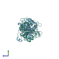 PDB entry 4mst coloured by chain, side view.