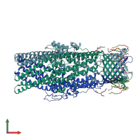 PDB entry 4mt4 coloured by chain, front view.