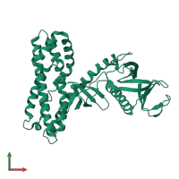 PDB entry 4mt6 coloured by chain, front view.