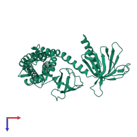 PDB entry 4mt6 coloured by chain, top view.