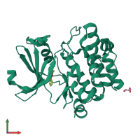 PDB entry 4mta coloured by chain, front view.