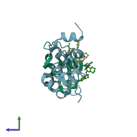 PDB entry 4mti coloured by chain, side view.