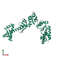 PDB entry 4mtn coloured by chain, front view.