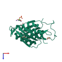 PDB entry 4mu4 coloured by chain, top view.