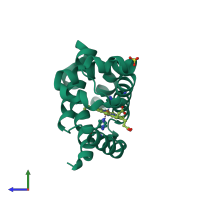 PDB entry 4mu5 coloured by chain, side view.