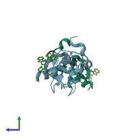 PDB entry 4mu7 coloured by chain, side view.
