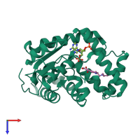 PDB entry 4mub coloured by chain, top view.