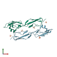 PDB entry 4muc coloured by chain, front view.