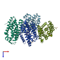 PDB entry 4mud coloured by chain, top view.