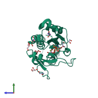 PDB entry 4mum coloured by chain, side view.