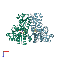 PDB entry 4muy coloured by chain, top view.
