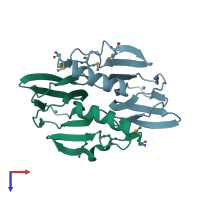 PDB entry 4mv2 coloured by chain, top view.