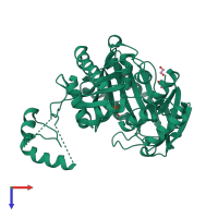 PDB entry 4mv7 coloured by chain, top view.