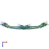 PDB entry 4mvd coloured by chain, top view.