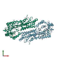 PDB entry 4mvw coloured by chain, front view.
