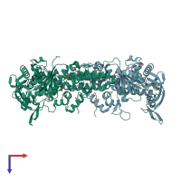 PDB entry 4mvw coloured by chain, top view.