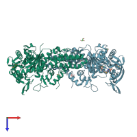 PDB entry 4mw0 coloured by chain, top view.