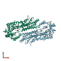 PDB entry 4mw5 coloured by chain, front view.