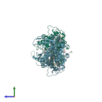 PDB entry 4mw5 coloured by chain, side view.