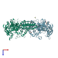 PDB entry 4mw5 coloured by chain, top view.