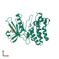 PDB entry 4mwi coloured by chain, front view.