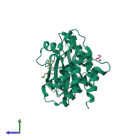 PDB entry 4mwi coloured by chain, side view.