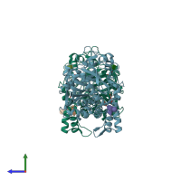 PDB entry 4mws coloured by chain, side view.