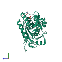 PDB entry 4mx1 coloured by chain, side view.