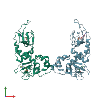 PDB entry 4mx3 coloured by chain, front view.