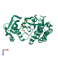 PDB entry 4mxc coloured by chain, top view.