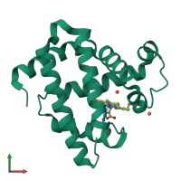 PDB entry 4mxk coloured by chain, front view.