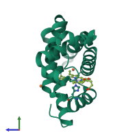 PDB entry 4mxk coloured by chain, side view.