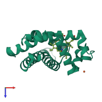 PDB entry 4mxk coloured by chain, top view.