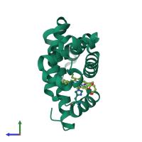 PDB entry 4mxl coloured by chain, side view.