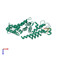 PDB entry 4mxp coloured by chain, top view.