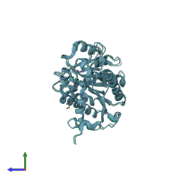 PDB entry 4mxr coloured by chain, side view.