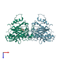 PDB entry 4mxu coloured by chain, top view.