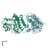 PDB entry 4mxx coloured by chain, top view.