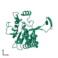 PDB entry 4myb coloured by chain, front view.