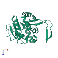PDB entry 4myb coloured by chain, top view.