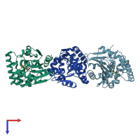 PDB entry 4myd coloured by chain, top view.