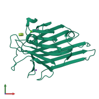 PDB entry 4mye coloured by chain, front view.