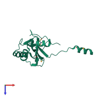 PDB entry 4mym coloured by chain, top view.